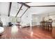 Spacious living room featuring high vaulted ceilings with wooden beams and lots of natural light at 434 Verwood Ct, Indianapolis, IN 46234