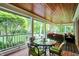 Covered porch featuring wood ceiling, decorative railing, and views of the landscaped yard at 4530 Chase Oak Ct, Zionsville, IN 46077
