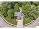 Aerial view of a well-maintained home surrounded by lush greenery and a circular driveway at 8530 Ardennes Dr, Fishers, IN 46038