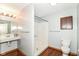 Bright bathroom features a vanity, walk-in shower, and coordinated fixtures at 8530 Ardennes Dr, Fishers, IN 46038