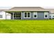 Expansive backyard featuring lush green lawn and a covered patio, great for outdoor entertaining and relaxation at 9718 Haughton Ln, McCordsville, IN 46055