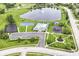 Aerial view of community amenities including pool, playground, tennis courts, and pond at 10888 Weston Dr, Carmel, IN 46032