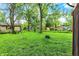 Spacious backyard with lush lawn, mature trees, and plenty of space for outdoor activities at 1926 Fairmont Ct, Indianapolis, IN 46229