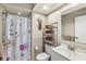 Cozy bathroom featuring a shower, toilet and single sink at 20322 Wagon Trail Dr, Noblesville, IN 46060