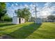 This backyard features 2 large storage sheds and street access at 2358 Hovey St, Indianapolis, IN 46218