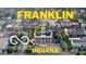 Aerial view of Franklin, Indiana showcasing the downtown area and historic buildings at 2509 Cedarmill Dr, Franklin, IN 46131