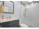 Updated bathroom featuring a modern vanity and glass enclosed shower at 3113 Westenedge Dr, Columbus, IN 47203