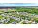 Scenic aerial view of neighborhood homes nestled near a lush greenbelt and small pond at 3284 Clary Blvd South Dr, Greenwood, IN 46143