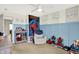 Spacious bedroom with half wall wainscoting, ceiling fan, and decor at 3284 Clary Blvd South Dr, Greenwood, IN 46143