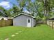 View of detached garage with lush green lawn and landscaping at 4345 Guilford Ave, Indianapolis, IN 46205