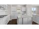 Modern kitchen with white cabinets, granite countertops, stainless steel appliances, and a central island at 4539 Maldenhair Dr, Indianapolis, IN 46239