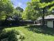 Expansive backyard with lush lawn, mature trees, and a glimpse of the home's exterior at 5889 Crestview Ave, Indianapolis, IN 46220
