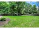 Large backyard with lush lawn and mature trees at 741 Fairway Dr, Indianapolis, IN 46260