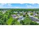 An aerial view of a residential neighborhood showcases tree-lined streets and well-kept homes at 7521 Kilbarron Cir, Indianapolis, IN 46217