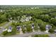 Aerial view highlighting a neighborhood surrounded by lush trees, featuring well-maintained homes and yards at 7724 Blackthorn Dr, Indianapolis, IN 46236