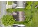 Drone shot featuring neat yards and a glimpse of neighborhood homes surrounded by beautiful greenery at 7724 Blackthorn Dr, Indianapolis, IN 46236