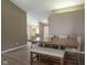 Dining room features hardwood floors and a modern table with seating for Gathering meals at 7724 Blackthorn Dr, Indianapolis, IN 46236