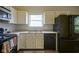 Kitchen with white cabinets, stainless steel sink and black appliances at 7724 Blackthorn Dr, Indianapolis, IN 46236