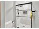Luxurious bathroom features a glass-enclosed shower and tile design at 8272 Calgary Ct, Indianapolis, IN 46268