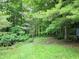 Picturesque view of the private backyard surrounded by lush, mature trees at 8310 Dog Trot Ln, Morgantown, IN 46160