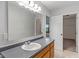 Bathroom with ample counter space, vanity and open door to bedroom with walk-in closet at 1408 Snead Cir, Avon, IN 46123