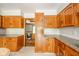 Kitchen featuring granite counters, stainless steel sink and oak cabinets at 1633 W 200 North, Greenfield, IN 46140
