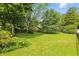 Lush backyard with manicured lawn and mature trees, offering a serene outdoor space at 1748 Sweet Gum Dr, Indianapolis, IN 46260