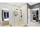 Glass shower and closet are features of this fantastic bathroom at 4123 S Village Row, New Palestine, IN 46163
