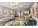 This airy living room features hardwood floors, comfortable seating, and large windows at 4125 Bowman Ave, Indianapolis, IN 46227