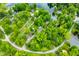 Aerial view highlighting a property's layout amidst lush greenery, offering privacy and lake access at 429 E Hoover Dr, Nineveh, IN 46164