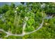 Aerial view showing property lines on a wooded lot with lake access, blending nature and seclusion at 429 E Hoover Dr, Nineveh, IN 46164
