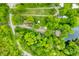 Overhead view revealing a property nestled among lush trees, highlighting lake access and tranquility at 429 E Hoover Dr, Nineveh, IN 46164