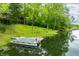 Scenic waterfront view featuring a private dock, lush greenery, and a tranquil lake perfect for recreation at 429 E Hoover Dr, Nineveh, IN 46164