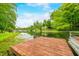 Picturesque lake view from a private dock, surrounded by lush greenery and calm waters, ideal for relaxation at 429 E Hoover Dr, Nineveh, IN 46164