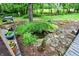 Backyard pond with surrounding rock feature and natural landscaping in a serene setting at 4990 E County Road 750 S, Brownsburg, IN 46112