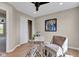 A cozy office featuring a velvet chair and a desk, with a sliding-door closet at 515 Lynton Way, Westfield, IN 46074
