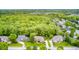 Residential street aerial view, showing green canopy with houses interspersed along the block at 5404 Cayman Dr, Carmel, IN 46033