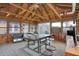 Relaxing sunroom with wood paneled walls, table, and large windows providing ample sunlight at 634 Park Dr, Greenwood, IN 46143