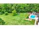 A lush backyard featuring a refreshing in-ground pool, a play set, and ample green space at 7380 N 225 W, Lebanon, IN 46052