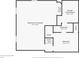 Basement floor plan showcasing finished and unfinished spaces, bathroom, and storage area with dimensions at 1410 Shadow Ct, Zionsville, IN 46077