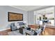 Stylish living room with hardwood floors, neutral decor, fireplace, and furniture at 1410 Shadow Ct, Zionsville, IN 46077