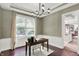 Bright office with wainscoting, stylish lighting, and a view to the outside at 1410 Shadow Ct, Zionsville, IN 46077