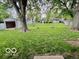 Large backyard with well maintained lawn, mature trees and storage shed at 1834 Chandler Ln, Columbus, IN 47203