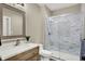 Beautiful bathroom with a walk-in shower, stylish vanity, and modern fixtures at 18398 Cross Lakes Ct, Westfield, IN 46074