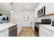 Modern kitchen featuring an island with a sink and stainless steel appliances at 18736 Moray St, Westfield, IN 46074