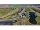 Aerial view of a residential community with lush green spaces, a pond, and convenient parking areas nearby at 201 St Andrews Ave, Edinburgh, IN 46124