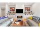 Well-decorated living room with a central fireplace and comfortable seating at 201 St Andrews Ave, Edinburgh, IN 46124