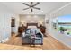 Well-lit main bedroom boasts a scenic outdoor view from the large window at 201 St Andrews Ave, Edinburgh, IN 46124