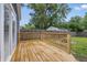 Backyard wooden deck provides a comfortable space to unwind and enjoy the outdoors with a tree-lined yard at 2315 Spann Ave, Indianapolis, IN 46203