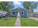 Charming blue home featuring a well-manicured lawn and inviting walkway at 2315 Spann Ave, Indianapolis, IN 46203